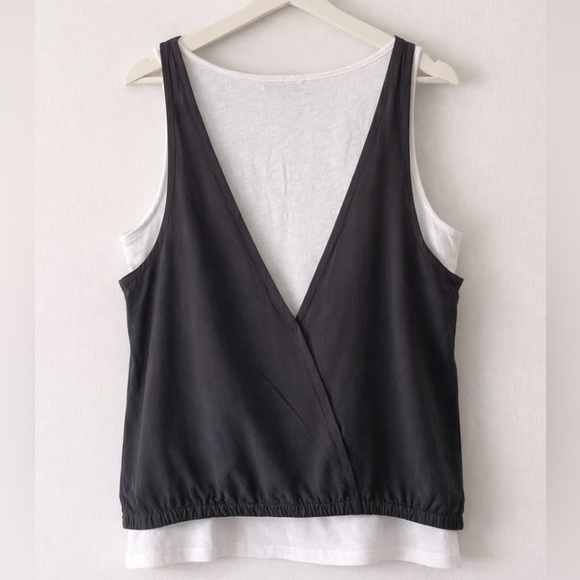 Mint Velvet Layered Tank Top M Charcoal White Double Layer Sleeveless Blouse - Picture 3 of 7